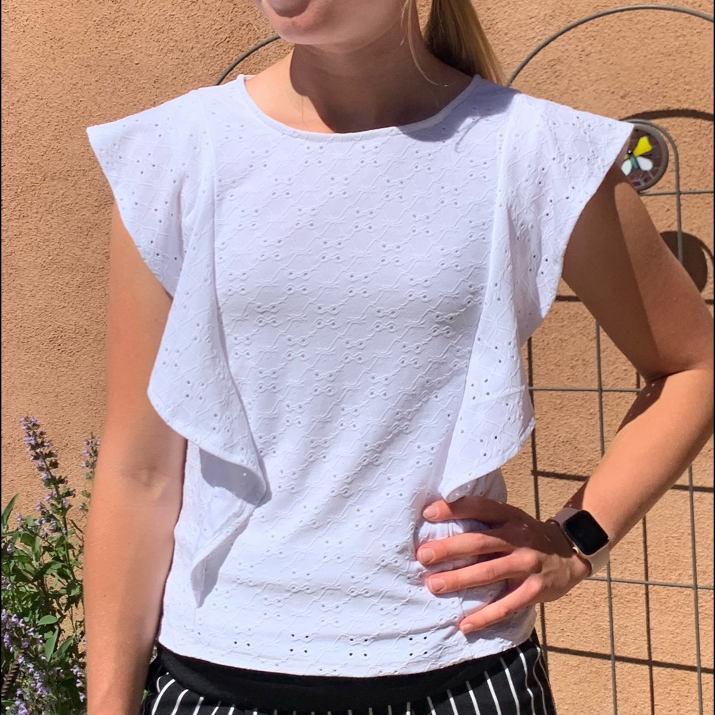 White Ruffle Bouse